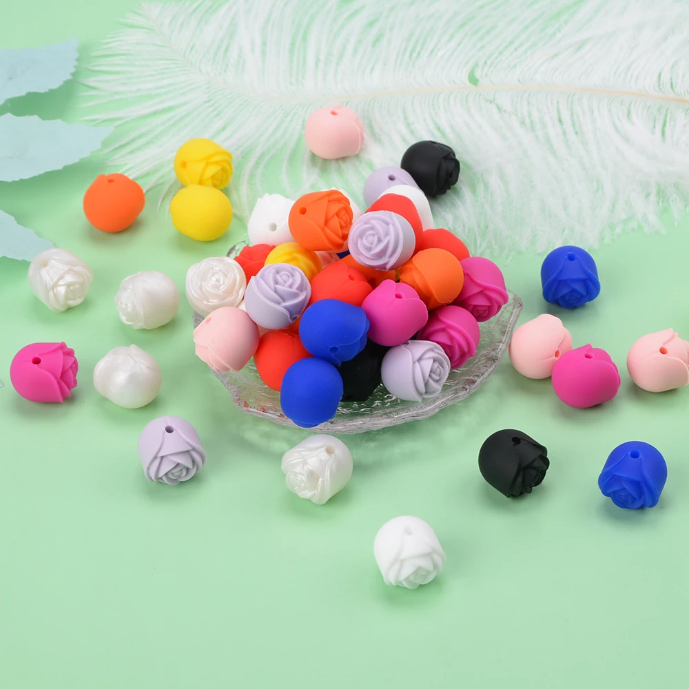 LOFCA BPA 프리 다색 장미 비즈,  젖니 비즈, DIY 액세서리, 젖꼭지 체인 쥬얼리 액세서리, 10-30