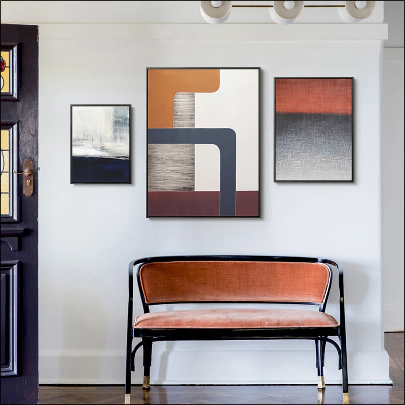 

Abstract Painting, Modern Industrial Style Poster, Modern Minimalist Black and White Vertical Canvas Painting, Hotel Print Hangi