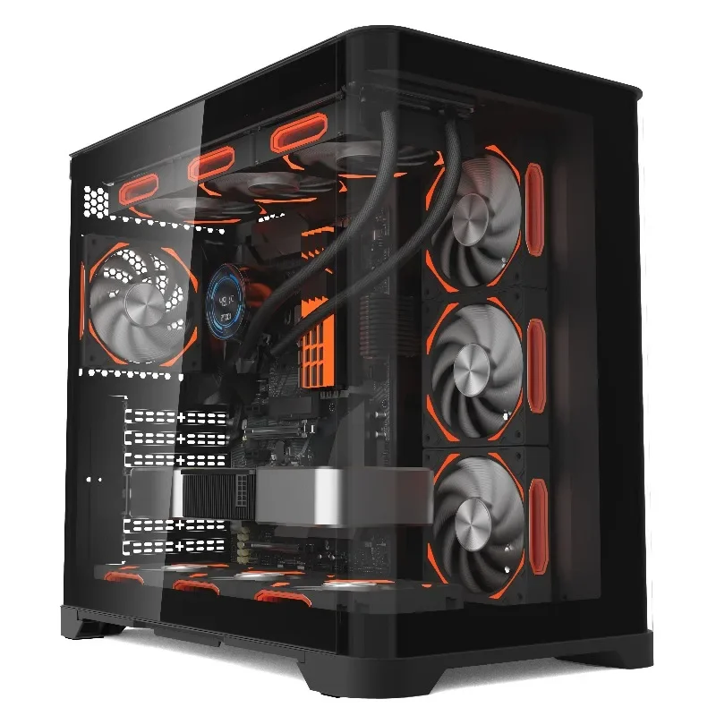 Full Tower Desktop Arc Panoramic Tempered Glass Computer Case Central ...