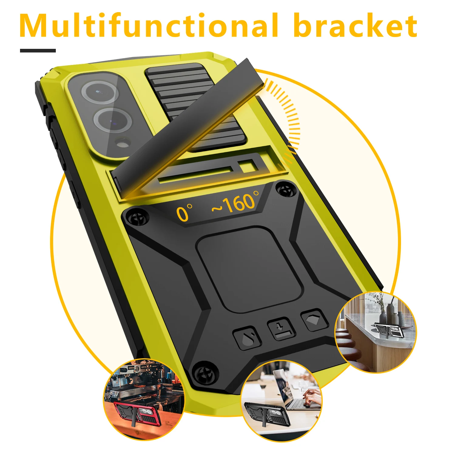 Shockproof Heavy Duty Metal Phone Case with Glass Screen Protector and Anti-Scratch Technology