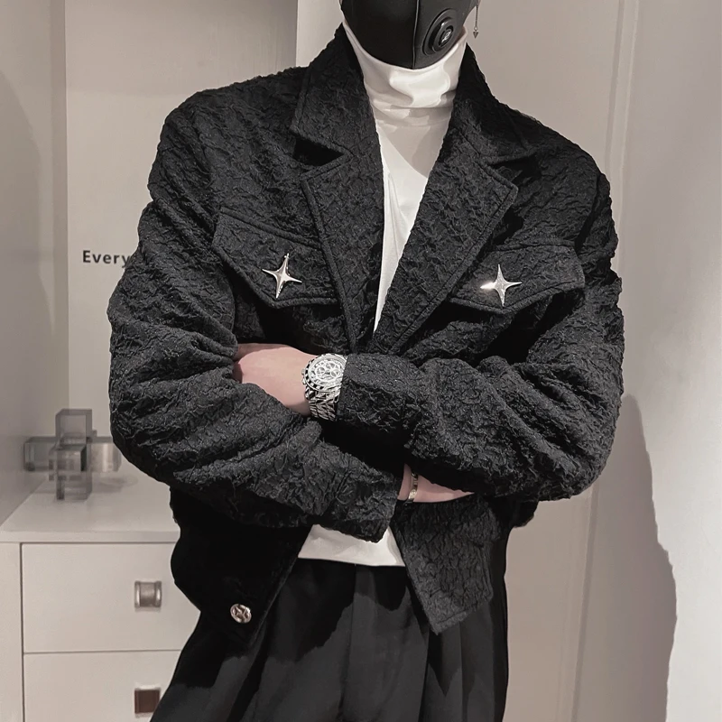 

High-quality Lapel Men's Jackets 2023 Spring Short Casual Coat Fashion Loose Business Social Party Streetw Men Clothing