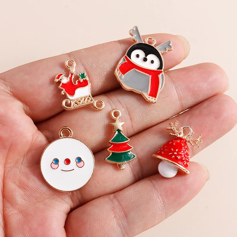 Leslie Heißer Verkauf 10-30 stücke Mix Nette Weihnachten Charms Santa Deer Glocke Schneemann Weihnachtsbaum Charme Anhänger für DIY Schmuck Machen – Detail 12