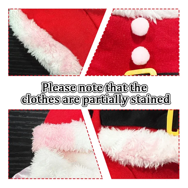 Christmas Pet Costumes Cute Kitten Santa Claus Clothes For Small Medium Dogs Cats Holiday Party Dress Up Apparel Sphynx Outfits 4