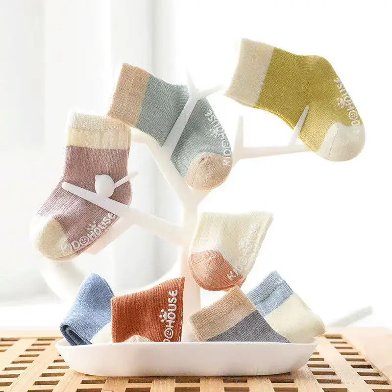 4Pairs Baby Socks Cotton Four Seasons Anti Slip for Newborn Baby Children's Socks Baby Boy Infant Socks for Girls 0-36 Months