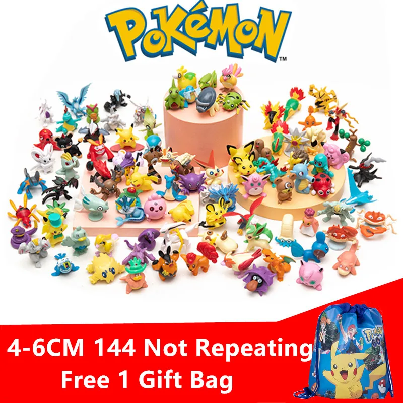 144 PCS Pokemon Action Figure Toys Genuine Pikachu Anime Pokemon Gift