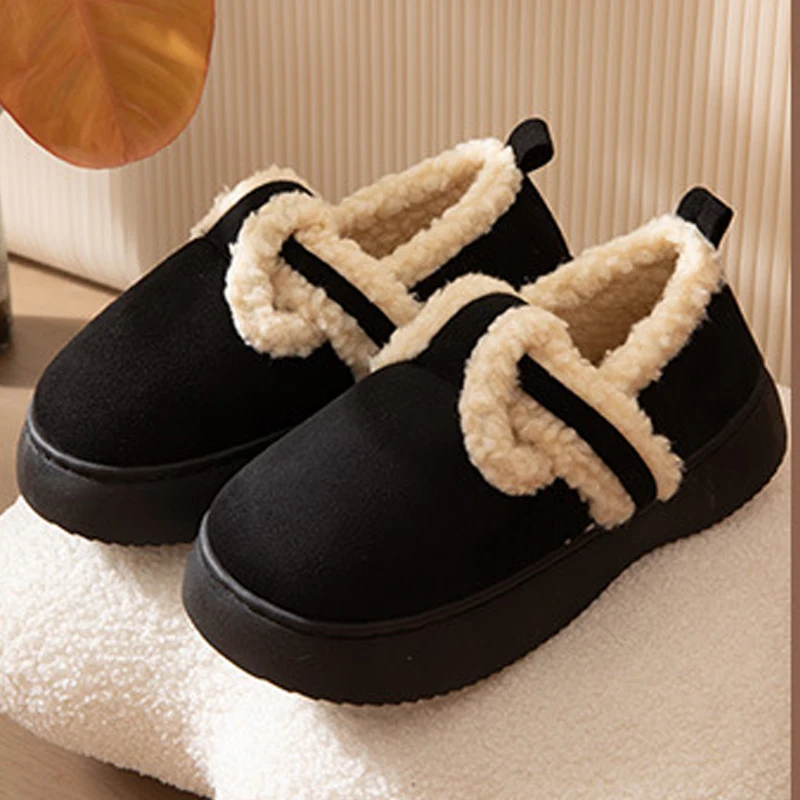 

Bebealy Winter Fur Plush Snow Boots For Women New Fashion Warm Fuzzy Furry Cotton Fluffy Boots Indoor Soft Suede House Slippers