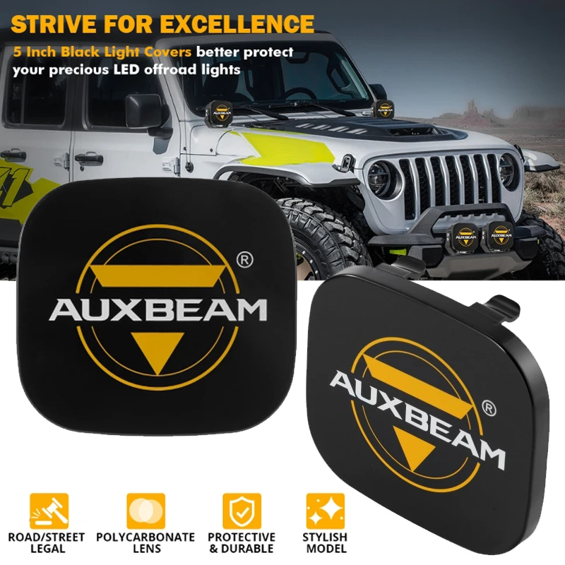 AUXBEAM 블랙 LED 포드 조명 쉴드 커버, 조명 없는 커버만 포함, 5 인치