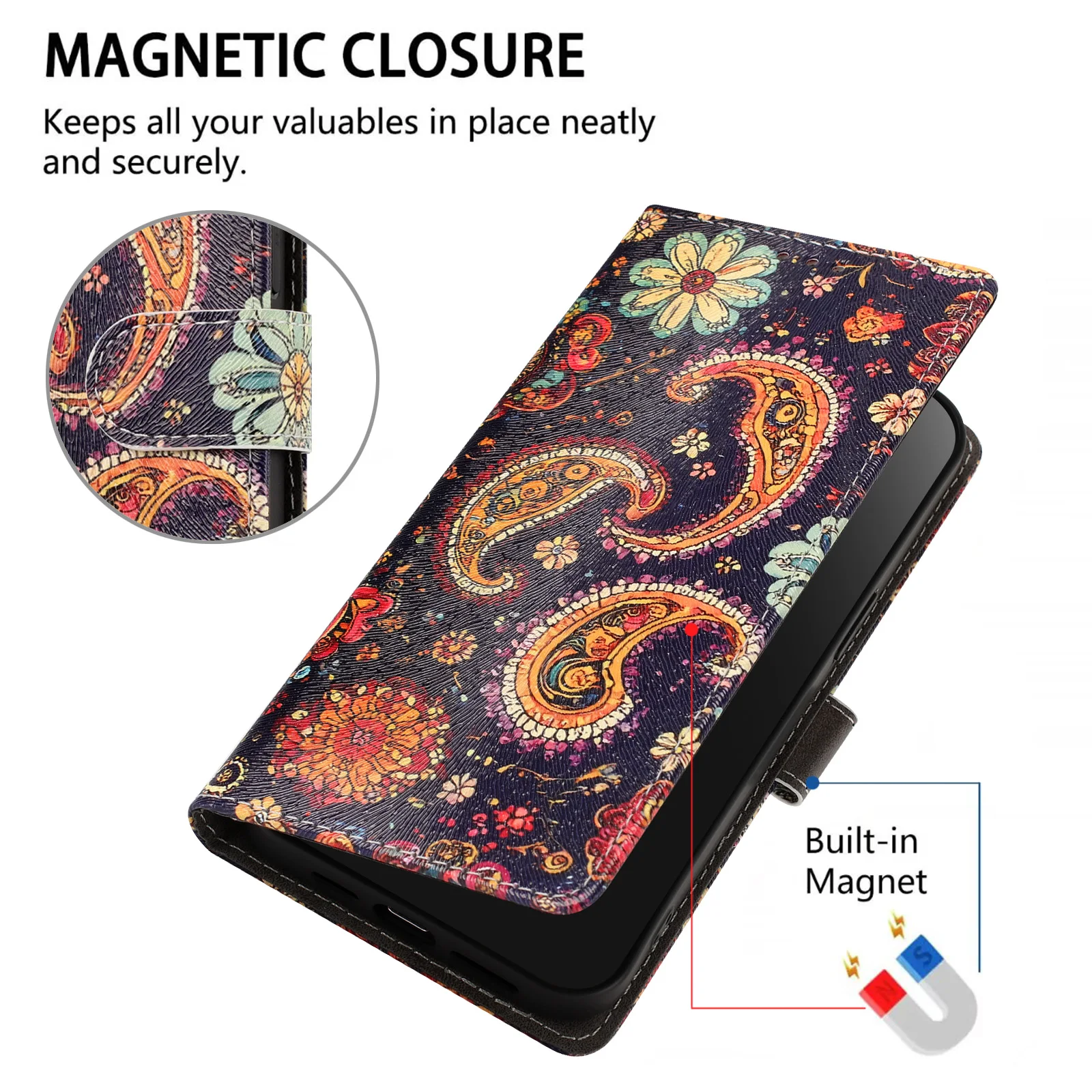 Elegant Leather Flip Wallet Phone Case with Book-Style Cover