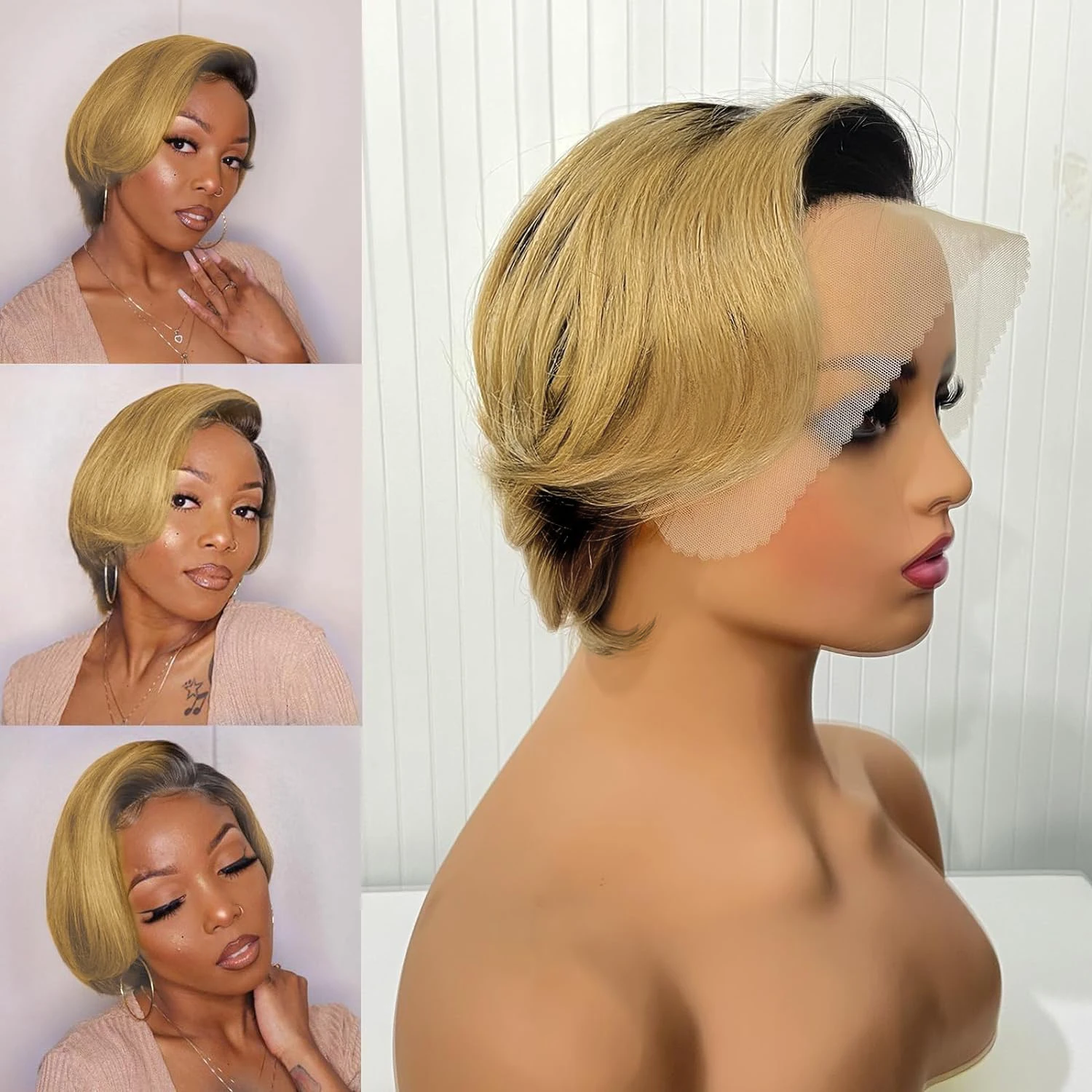 Pixie Cut Wig Human Hair 13x4x1 Lace Front Wigs 6 inch Glueless Wigs Pre Plucked Short Straight Bob for Black Women