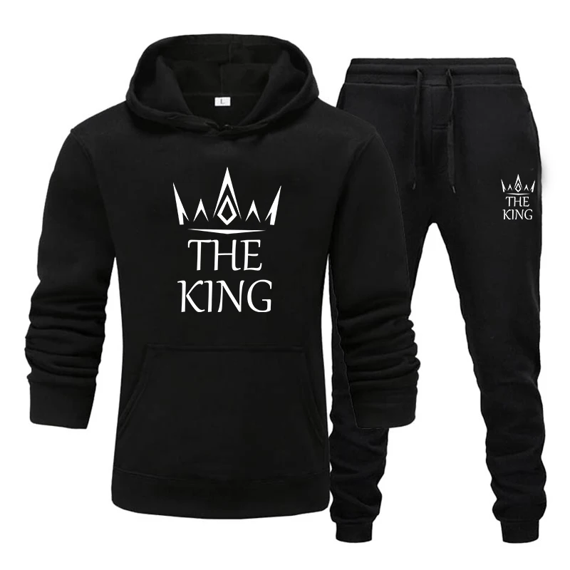 The latest printed men's hoodie sports set casual men's hoodie drawstring sports pants two-piece men's hooded jogging set