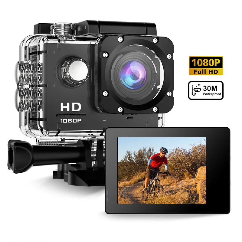 1080P Action Camera WiFi 12MP 2" LCD 30M Waterproof 140D Helmet Bicycle Video Camera Outdoor Sport Cam