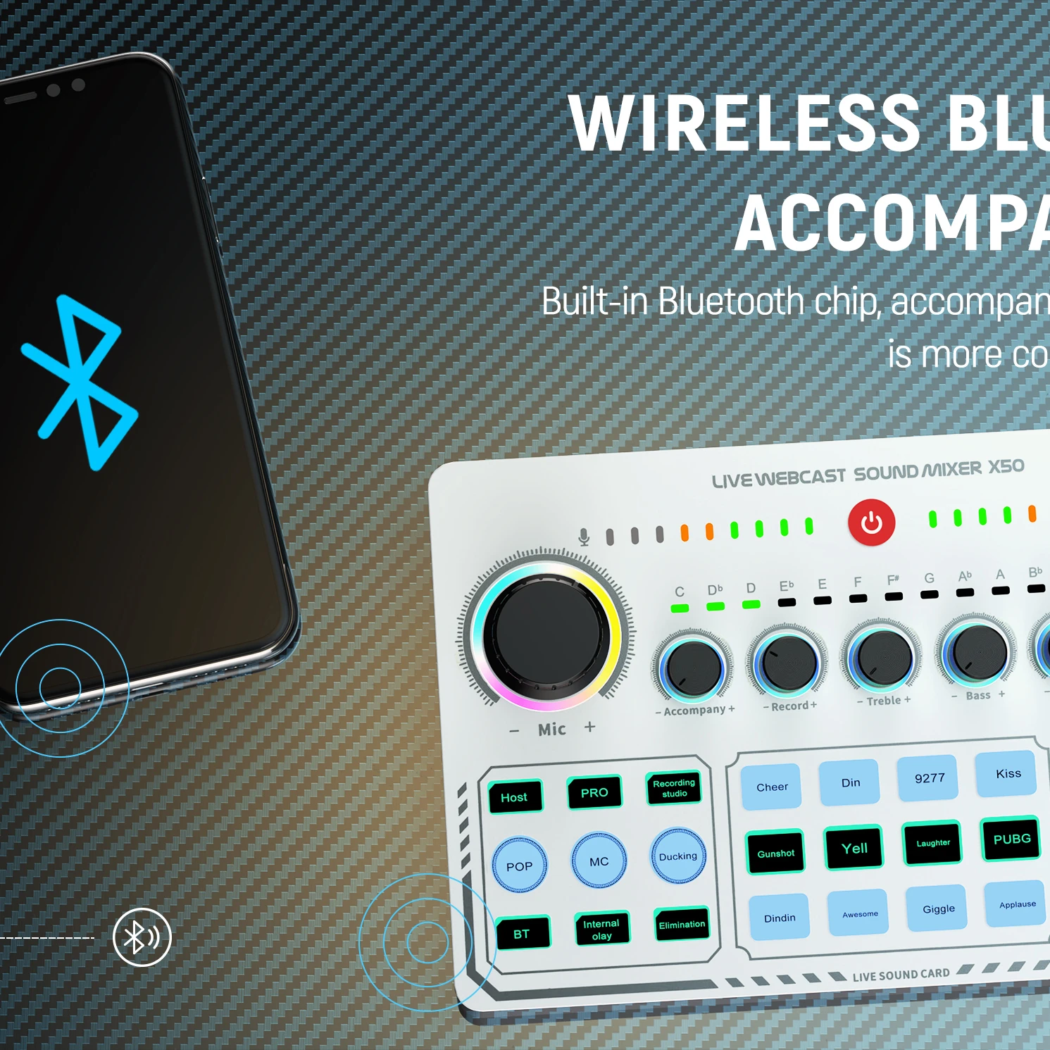 X50 Professional Recording Studio Sound Cards Live Stream USB