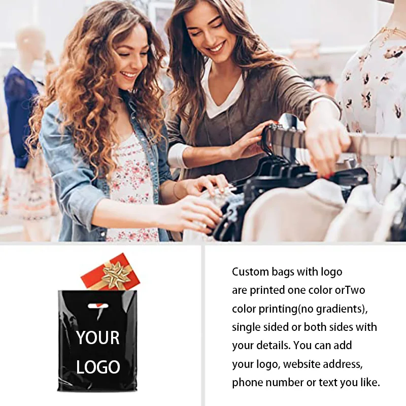 Plastic Shopping Bags 100 custom logo colored reusable with handles Gift Bags