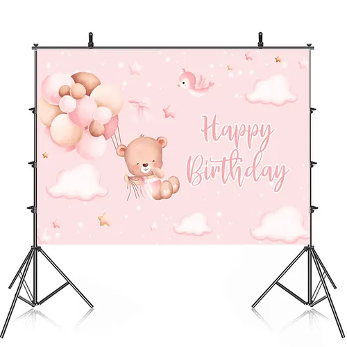 해피 세례 생일 파티 배경 사진 베이비 샤워, 흰 꽃 배경 배너, 맞춤형 이름 그림 2