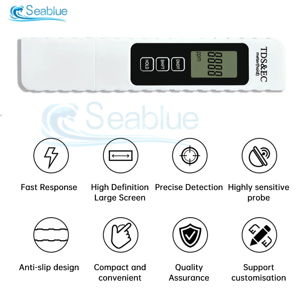 3 in 1 TDS/EC/TEMP Meter Digital Drinking 0-9990ppm Water Quality Tester For Aquarium Hydroponics