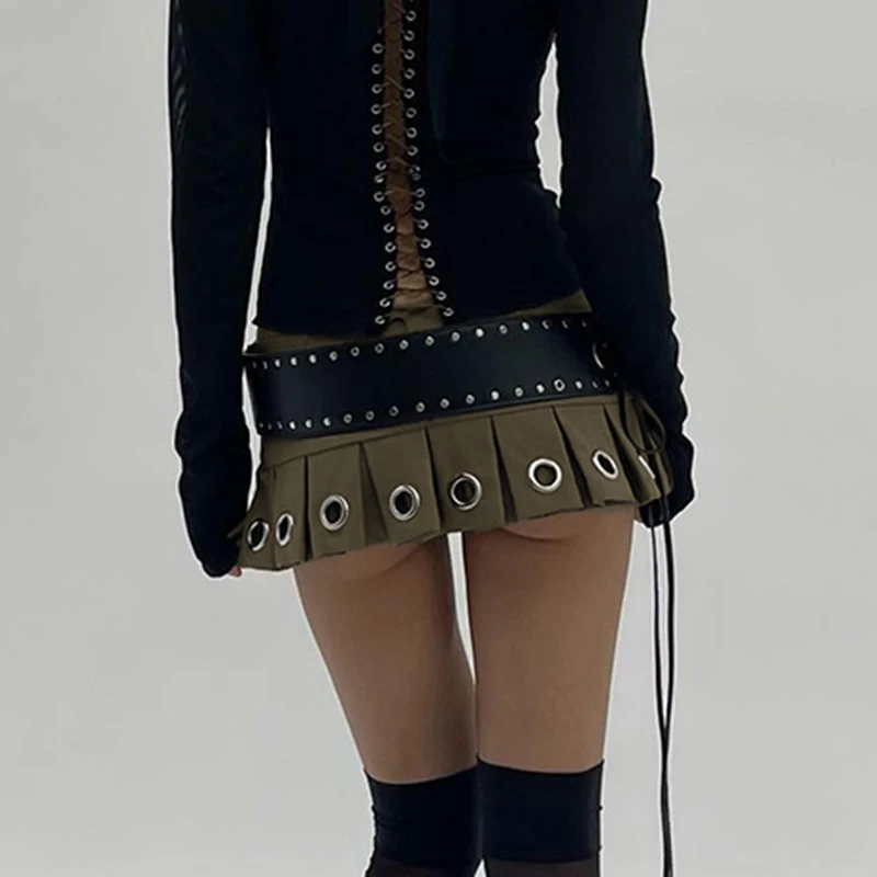 ☆韓国☆[MUCENT］STRIA PUNCHING EYELET BANDING MINI SKIRT 2C Ruffle Banded Cotton Mini Skirt CG412 - Korean Women's
