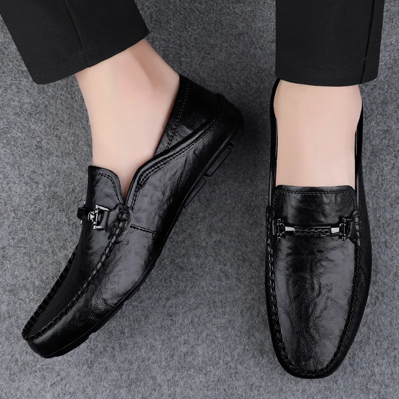 Men Breathable Casual Summer Shoes Hollow Out Men's Driving Shoes High Quality Male Business Leather Loafers