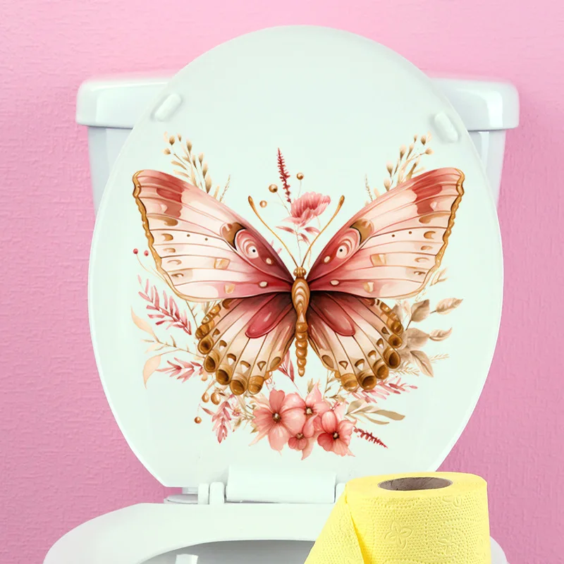 Butterfly Toilet Stickers Wall Stickers Toilet Lid Wc Refrigerator Home Decoration Door Sticker Bathroom Accessories
