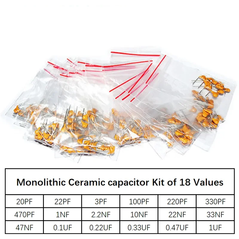 18values*10pcs =180pcs Monolithic Ceramic Capacitor 20pF~1uF,ceramic capacitor Assorted Kit 18values 10pcs 180pcs monolithic ceramic capacitor 20pf 1uf 22pf 33pf 100pf 220pf 470pf 104 103 ceramic capacitor assorted kit