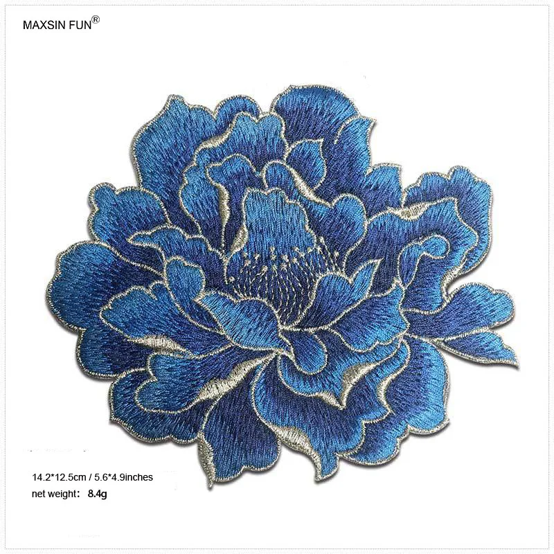Pfingstrosen-Blumen stickerei Aufnähen Patches für die Reparatur von Kleiderlöchern, wasser lösliche Technologie, haut freundlich, weich kleber frei – Detail 8
