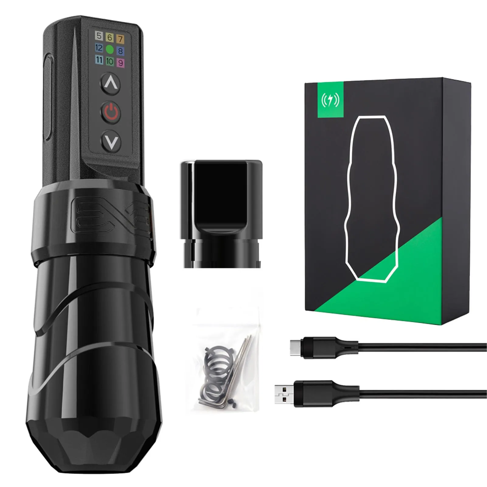 

2 In 1 Wireless Tattoo Pen Set Ergonomics Interface Tattoo Machine for Beauty Salon Black