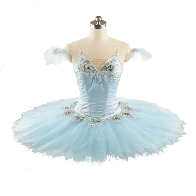 

Professional High Quality Unique Design 12 Layers Custom Size Kids Girls Adult Women Performance Wear Light Blue Ballet Tutu