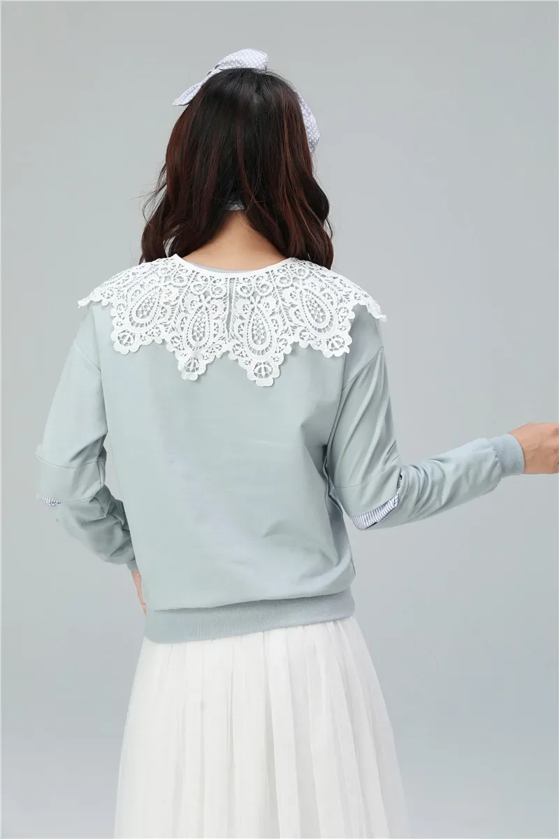New White Milk Silk Big Collar Flower Korean Women's Hollow Lace Detachable Lapel Shirt Fake Collar Women Clothes Accessories