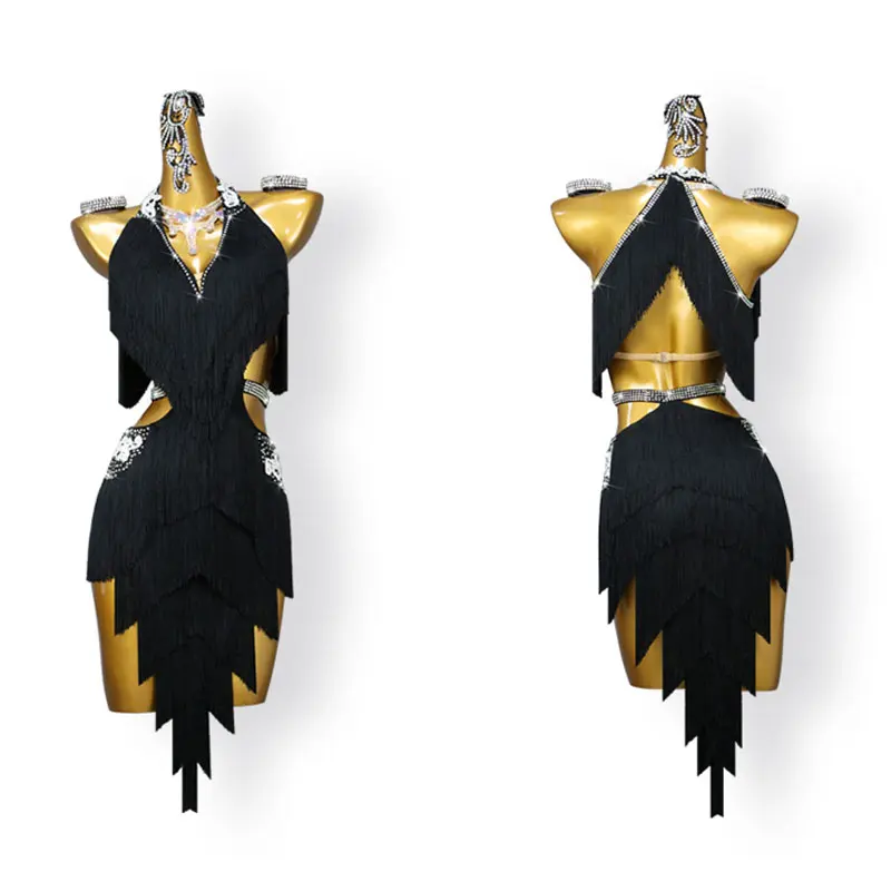 

Latin Dancing Professional Dress Latin Dance Competition Performance Clothes Rumba Dance Tassel Dress Cusomzied Dance Skirt