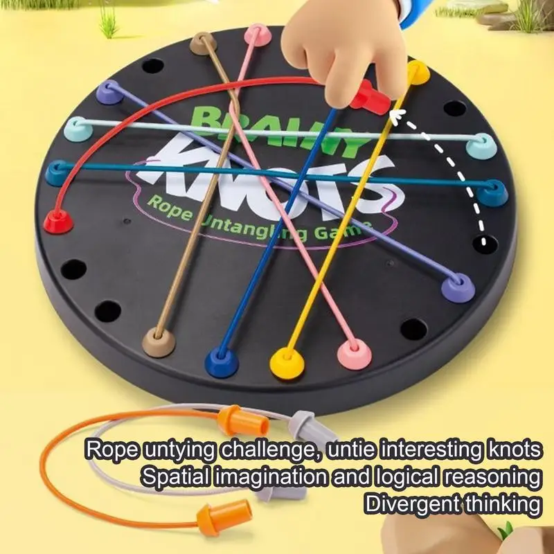 Kid Rope Knots Sensory Social Board Game Colore Twisted Connected Line Brain Strategy Logical Thinking Challenge Fun Table Game