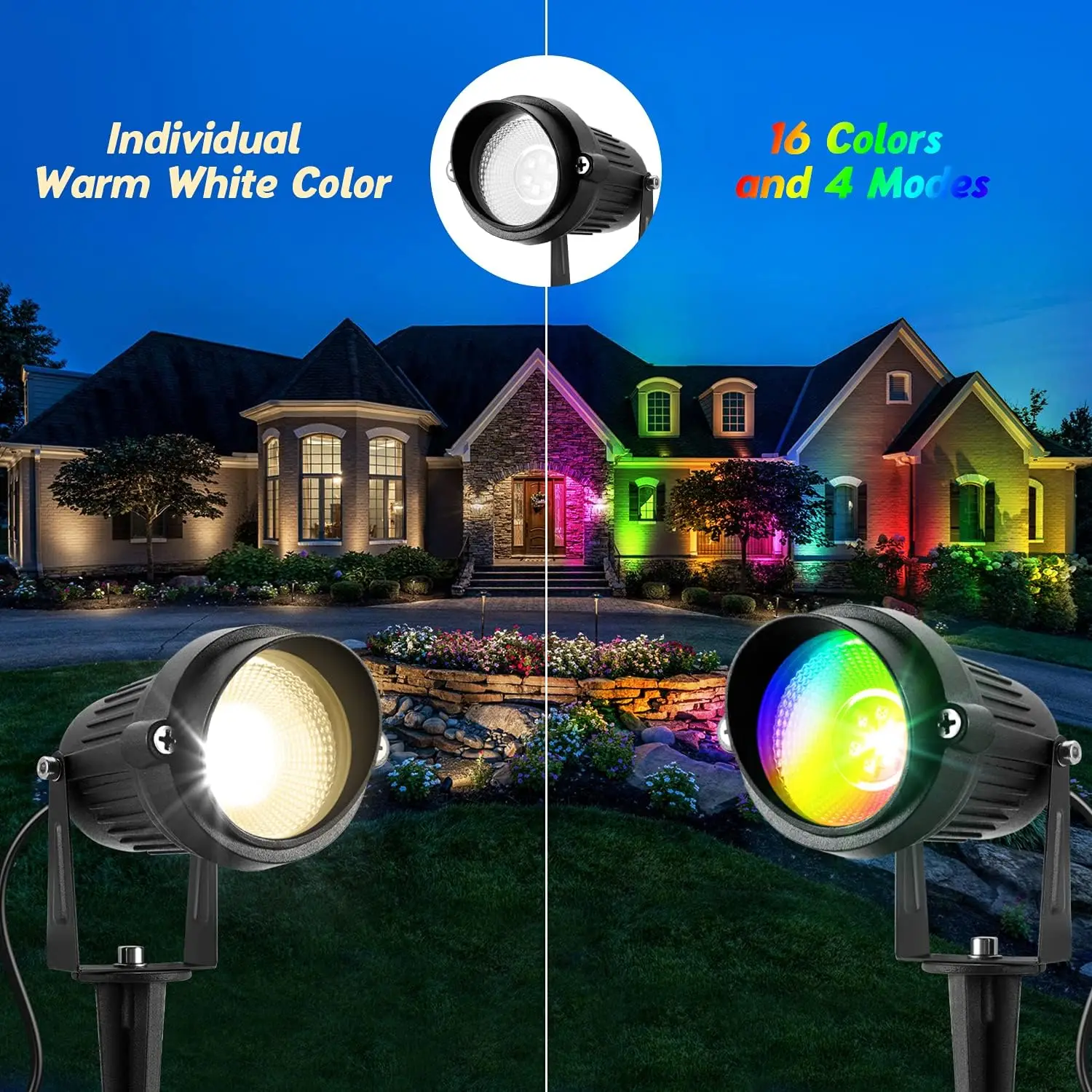 LED Lawn Light Remote Control 16 Colors Dimmable RGBW Spike landscape Spotlight Outdoor For Wall Tree Garden