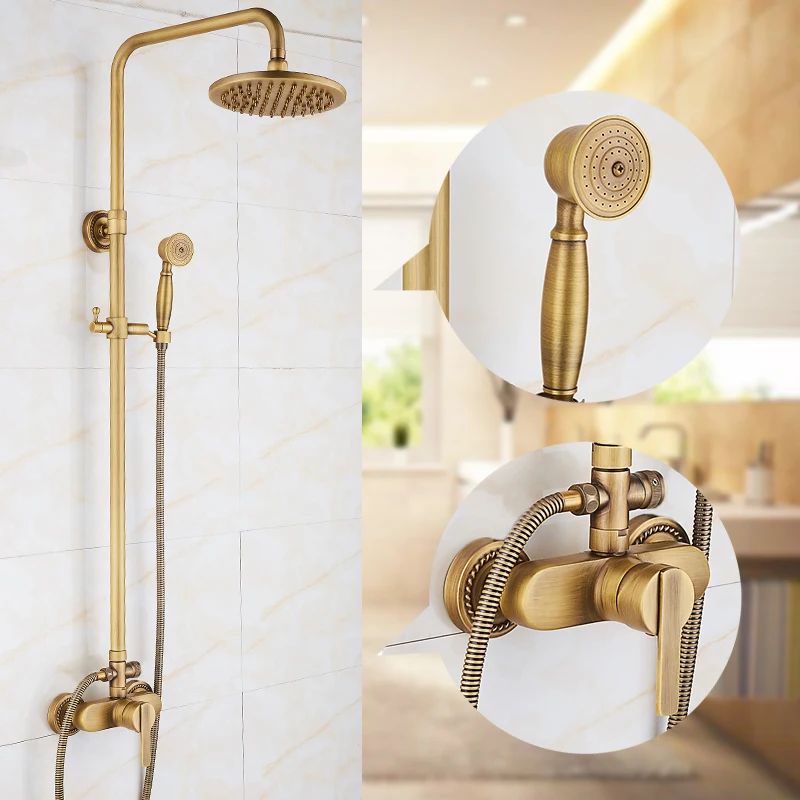 

All-copper shower set booster shower faucet wall-mounted hand-held shower