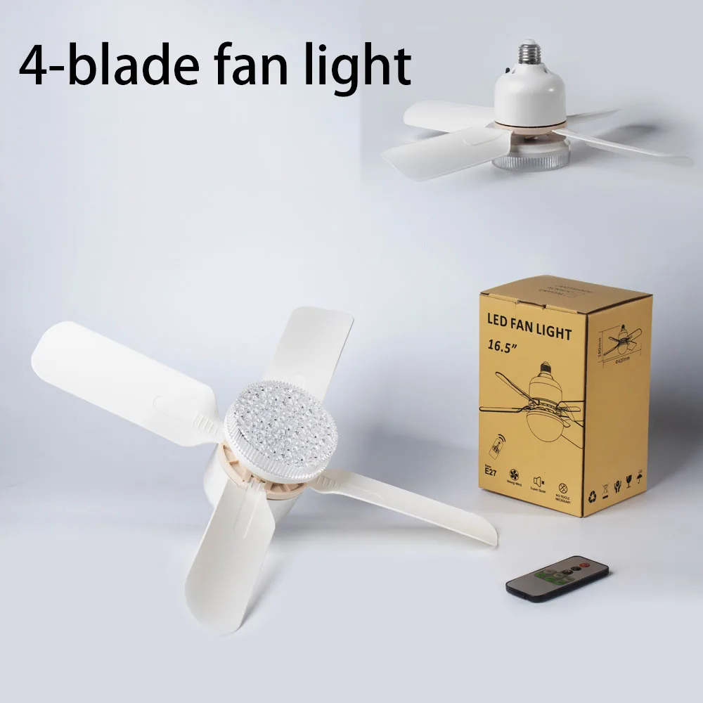 30W Fan Light with Remote Control Detachable 4 ades E27 Ceiling Fan Lamp for Home Living Room Bedroom