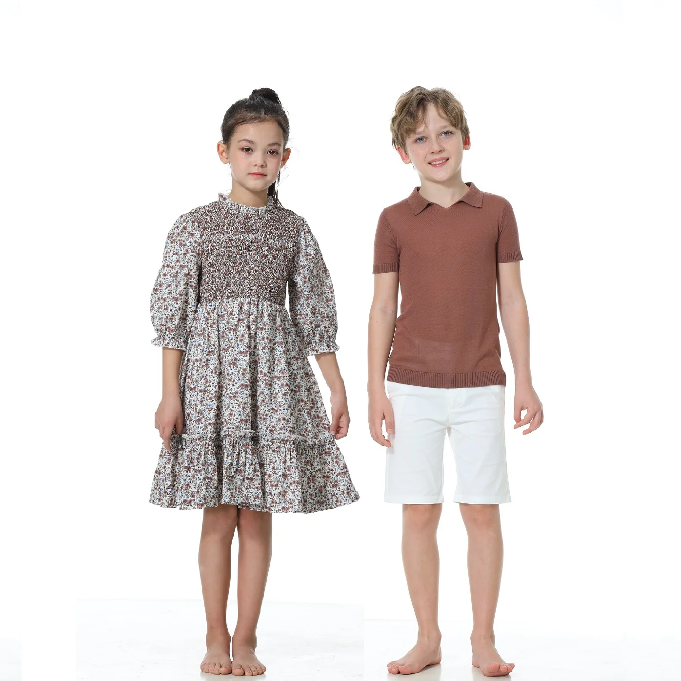 AP Blossom Summer Girls Floral Dress Kids Smocked Dresses Baby Clothes Family Matching Clothing, Knit Top Coming Soon,#7302 2