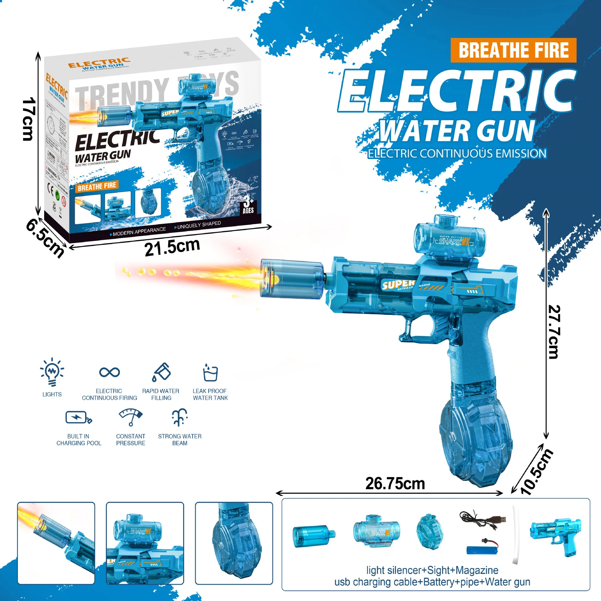 Pistola de agua eléctrica para niños y adultos, recarga automática de Pistola de agua eléctrica para niños y adultos, recarga automática de