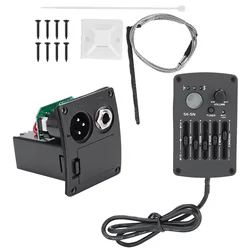 Enhanced Acoustic Guitar Equalizer with Tuner - 5 Band EQ Accessory Kit (Black)