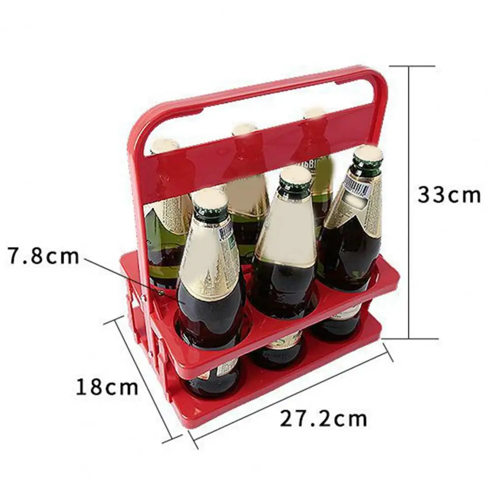 Wine Bottle Rack 6 Pack Foldable Reusable Shatterproof Portable KTV Handheld Beer Rack for Bar