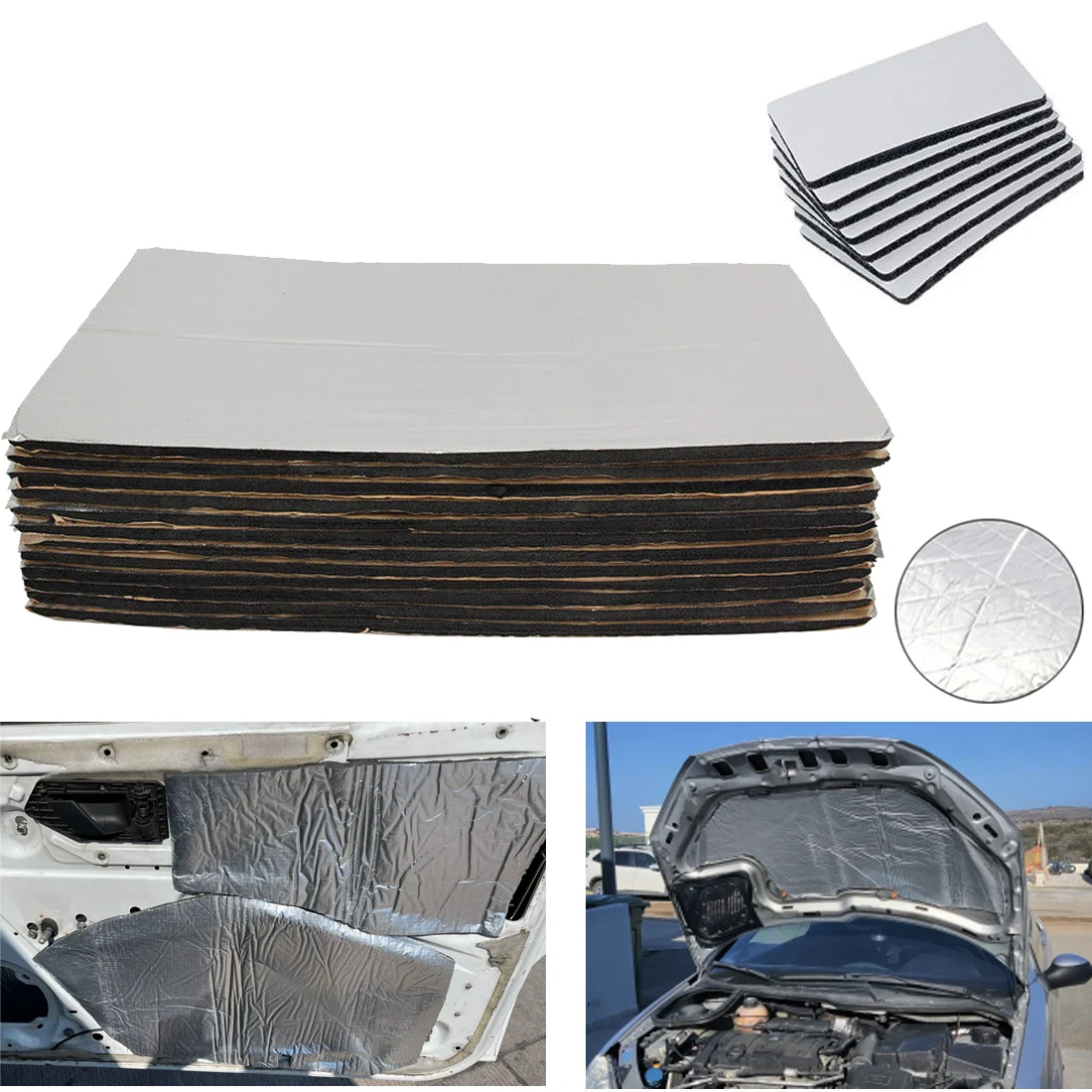 50x30cm Car Sound Insulation Mat 5/7/10mm 9/12/18/27pcs Noise Heat
