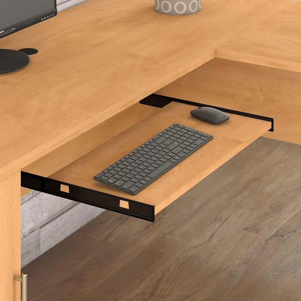L Shaped Desk with Storage Corner Computer Table for Home Office, 60W, Maple Cross,Office Desk
