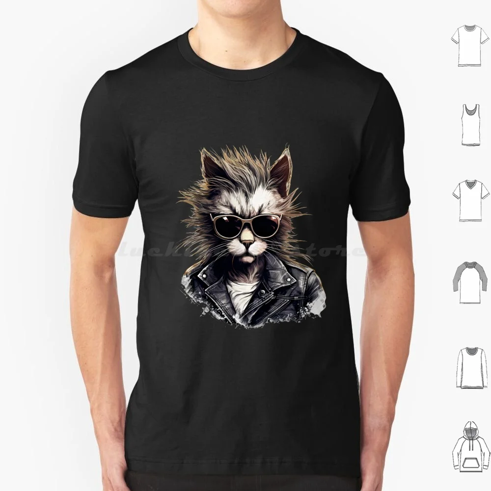 

Футболка с котом в стиле панк-панк, 6Xl