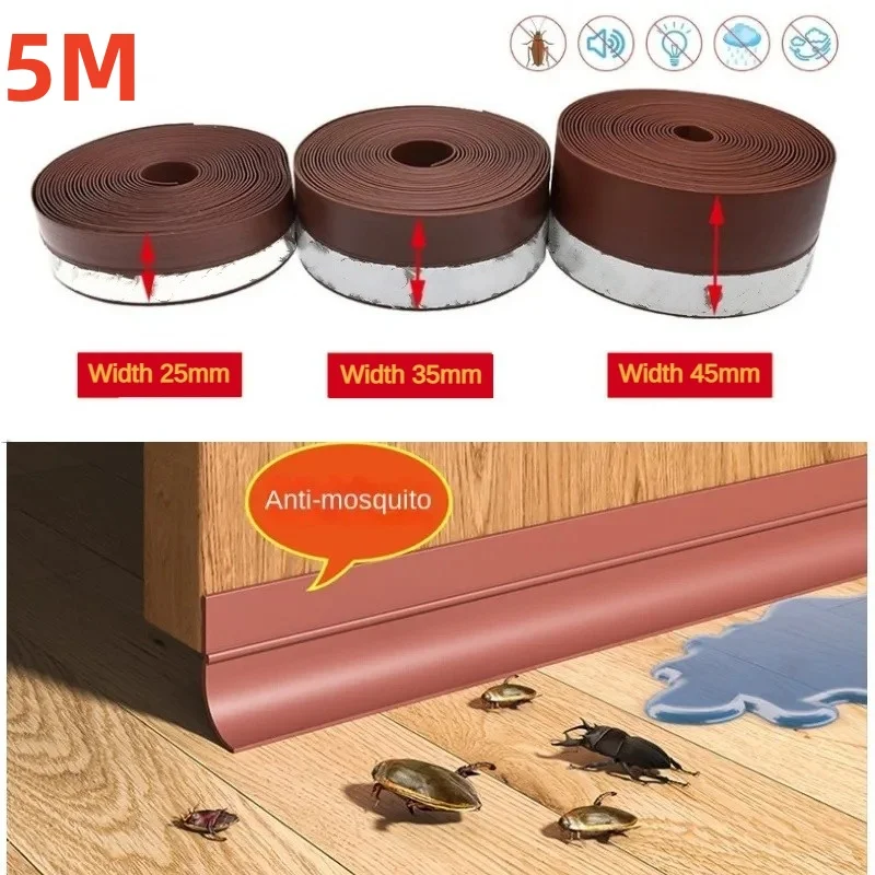 Self Adhesive Door Seal Strip 5M Silicone Weatherproof Soundproofing Window Seal Tape Draught Dust Door Windshield Sealing