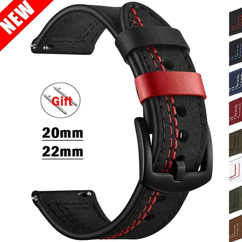 

Кожаный ремешок для Samsung Watch 6/4/5 40 44 мм 43 мм Pro 45 мм, браслет 20/22 мм для Galaxy Watch 4 Classic/Active 2/3 42 46 мм