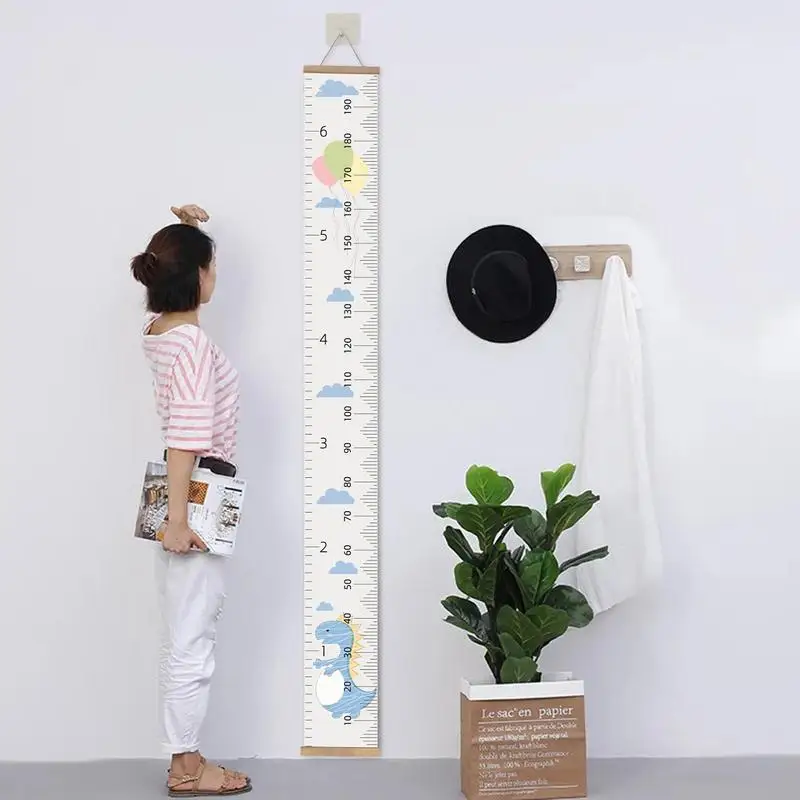 Tabella Crescita Bambino In Legno Con Motivi Cartoon E Righello Misura Altezza Sospeso - Decorazione Parete