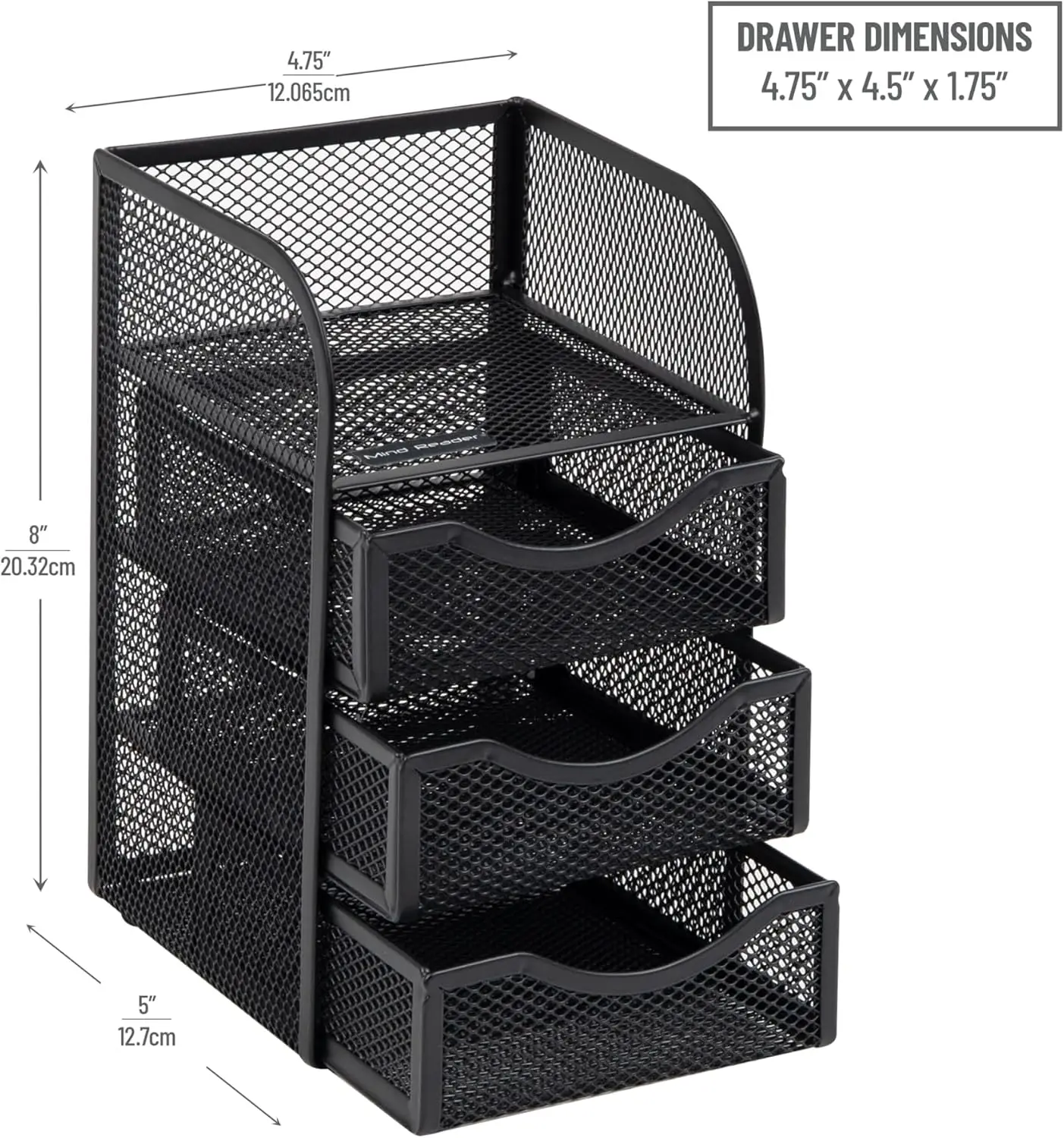 Desktop Accessory , Desk Supplies, Organizer Office, Metal Mesh, 6.25" L W x 6.5" H, Black
