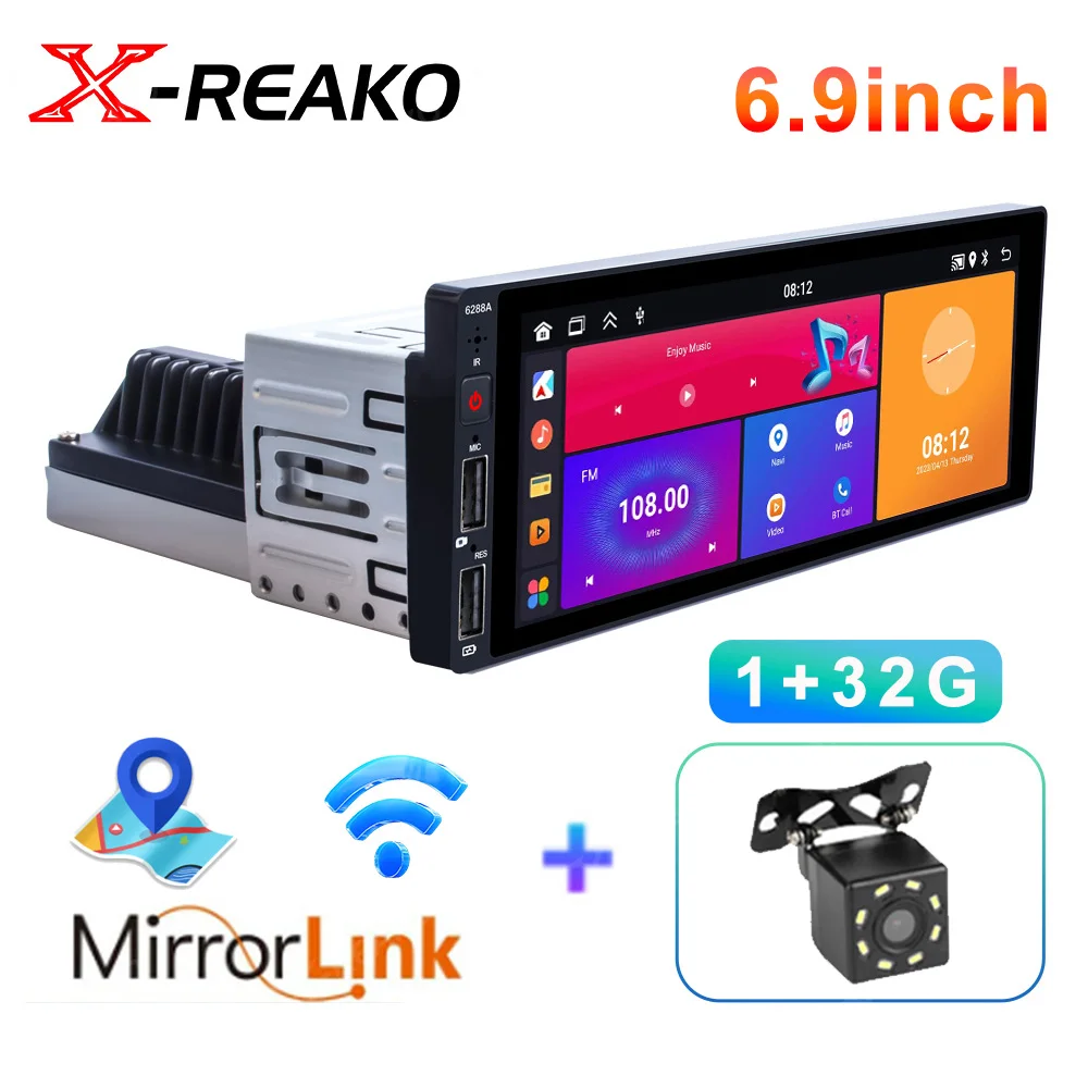 Universal 1din Auto Radio Android Multimedia Player 6.9 inch Touch Screen 1  Din Car Stereo Video GPS Navigation WiFi Bluetooth