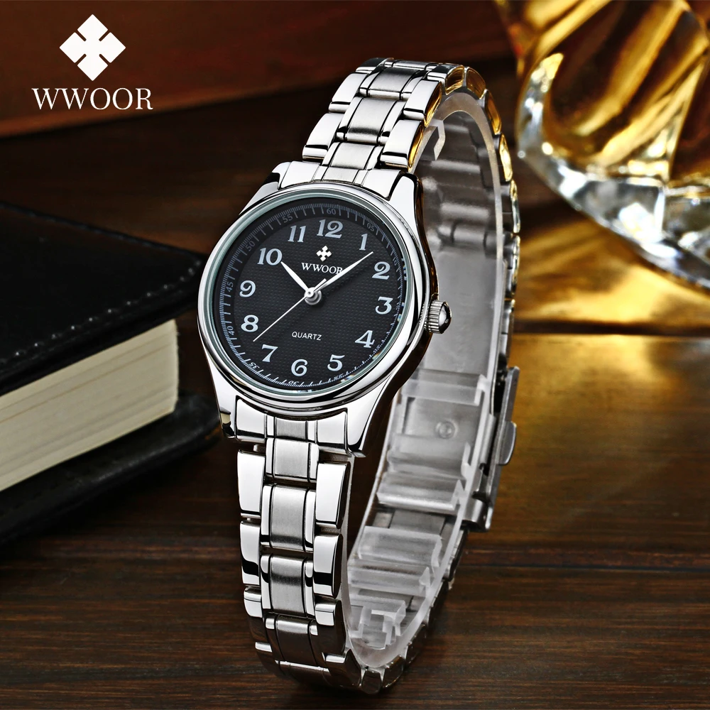 WWOOR New Fashion Women Watches Waterproof Top Brand Ladies Luxury Waterproof Stainless Steel Women Bracelet Watches Reloj Gift