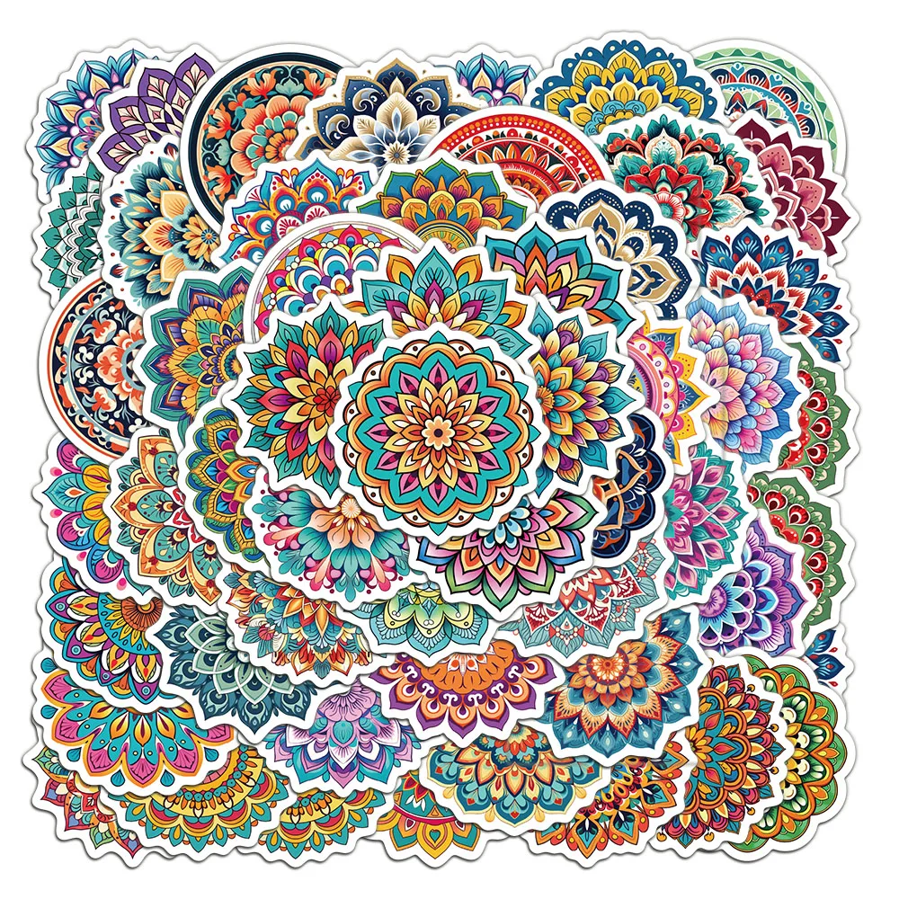 50 יחידות מנדלה צבעונית נייר גרפיטי איניציאטיבי מותאם אישית קישוט מדריך חומר DIY מדבקות למארז טלפון