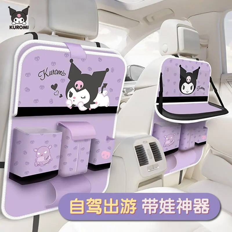 

Подставка под спинку автомобильного сиденья Sanrio, компактная мультяшная подвесная сумка Kuromi, аксессуары для автомобиля
