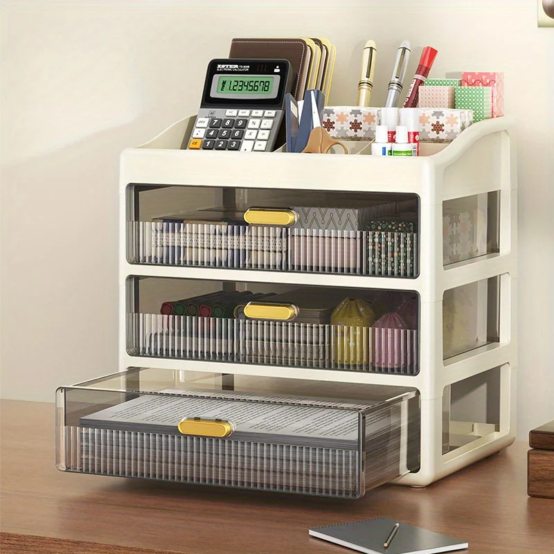 1pc Cosmetics shelf Multi-functional desktop drawer storage box Household dustproof large capacity makeup box