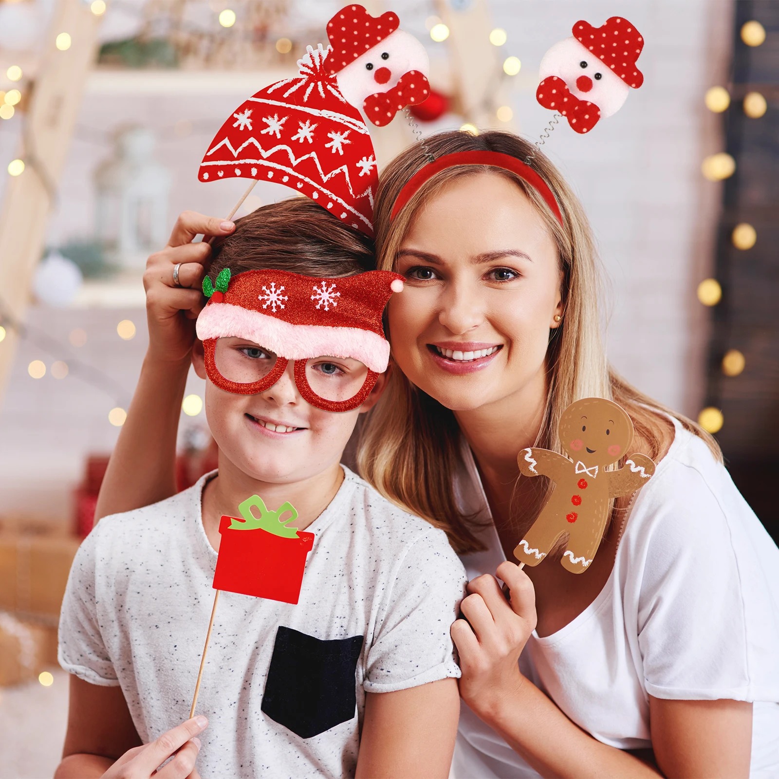 18 PCS Christmas Headbands And Glasses Frames Christmas Hat Set Headbands Hat Party Glasses Frames