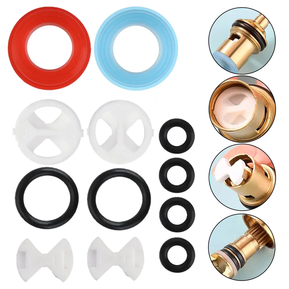 Faucet Adapter 12 PCS Faucet Cartridge Replacement Kit Faucet Washers For Mixer Set Leaking Repair Washers Strong Sealing